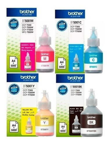 Pack X4 Tinta Brother Original T300 T500 T700 Bt5001 Bt6001