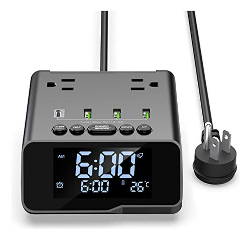 Reloj Despertador Electrónico Con Cargador Usb Y Enchufe,