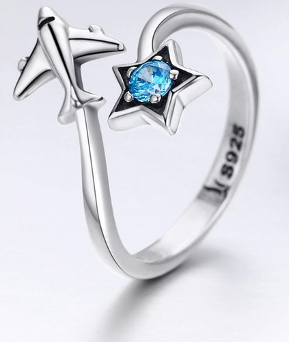 Anillo Avion Ajustable Plata S925