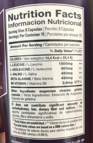 Imagen 2 de 7 de Bcaa Pro Xtrenght 120 Caps Aminoaacidos Ramificados