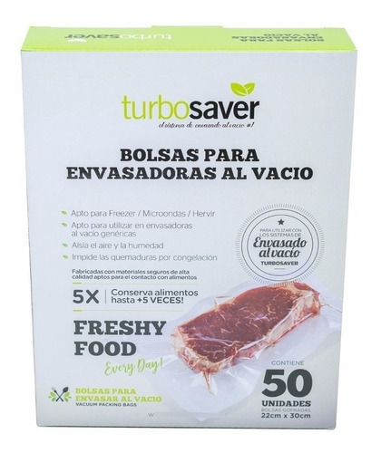Bolsas Para Envasadora Al Vacío Turbosaver 50 Unid. 22x30 Cm