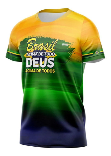 Imagem 2 de 4 de Camiseta Patriota Brasil Acima De Tudo Brk Com Uv50+
