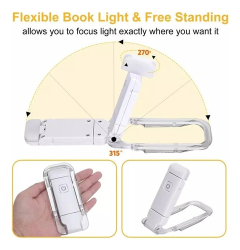 2 Luces De Clip De Libro De Lectura Cargables Luz De Clip De