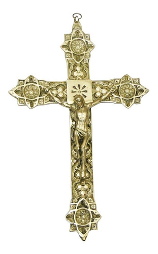 Crucifixo Parede Bronze Decoração Igreja Modelo Século Ixx