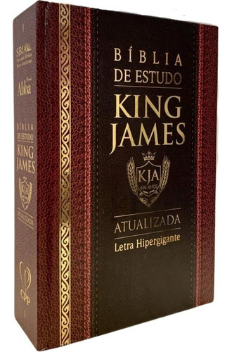 Bíblia King James De Estudo Atualizada Letra Hiper Gigante Pastor pastora pentecostal Capa Dura