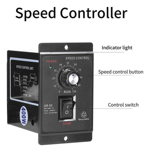 Controlador De Velocidad De Motor Pwm Ac 220v 400w Regulador