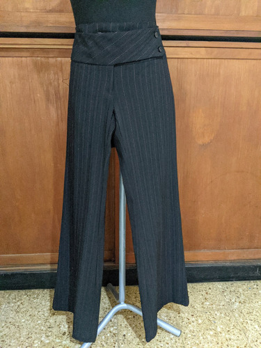 Pantalon Vestir Fiesta Negro Rayas Rosa Xl Cintura Original