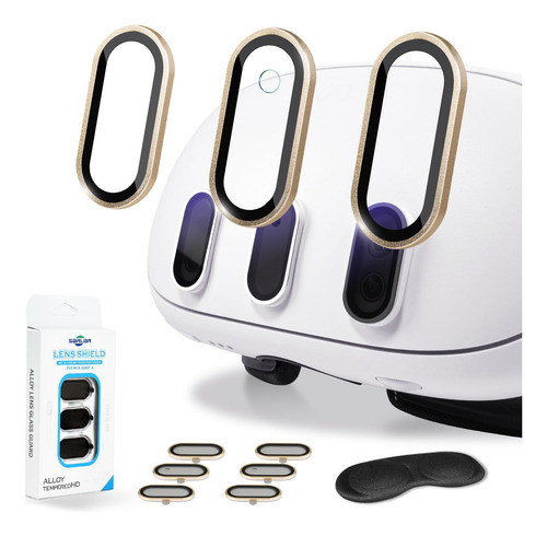 Protector De Lentes 2 Pack Y Tapa Para Oculus Quest 3 Gold