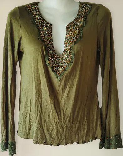 Blusa Modal Hindú Bordada Para Dama. Tm/l.