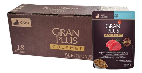 Ração Úmida Gato Adulto Gourmet Atum Sachê 85g 18un Granplus