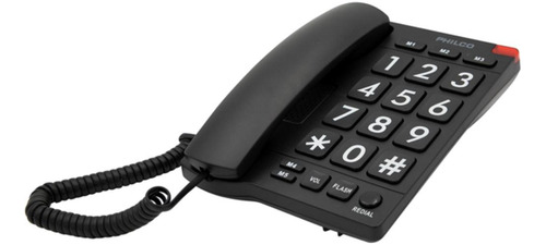 Teléfono Fijo Con Números Grandes Negro - Shopyclick