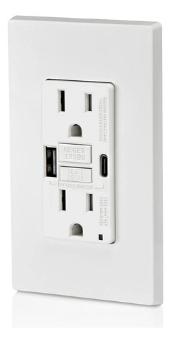 Cargador Usb Tipo A Y C Gfci Autocomprobación 15a Blanco