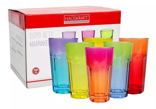 Jogo copos de vidro alto marrakesh colors 330 ml 06 peças