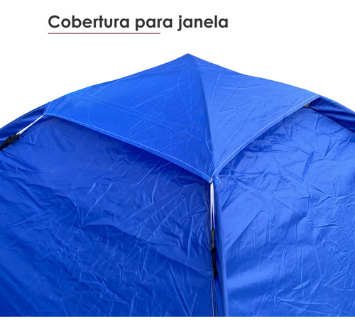 Barraca Camping 4 Pessoas 2x2m Azul Com Tela Mosquiteira