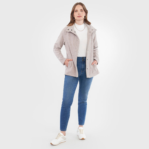 Polerón Mujer Polar Botones Beige Corona