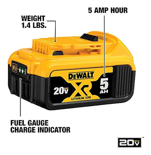 Kit De Batería Y Cargador Dewalt 20v Max Con Bolsa, 5.0ah (d