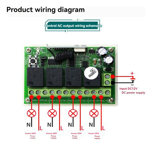 Receptor De Módulo De Relé 433mhz 12v 24v Com Transmissor Rf