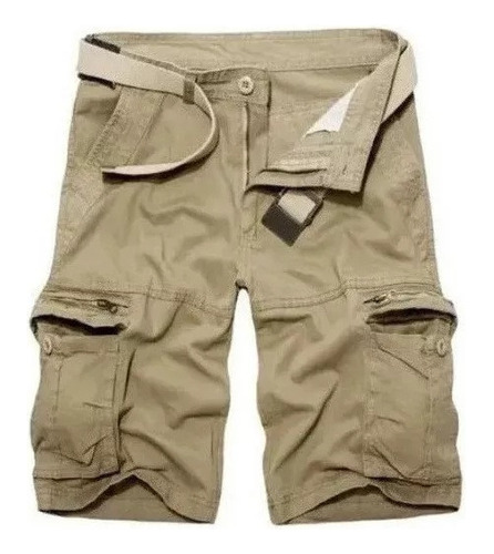 Pantalones Cortos Cargo Para Hombre Con Cinturón, Militar,23