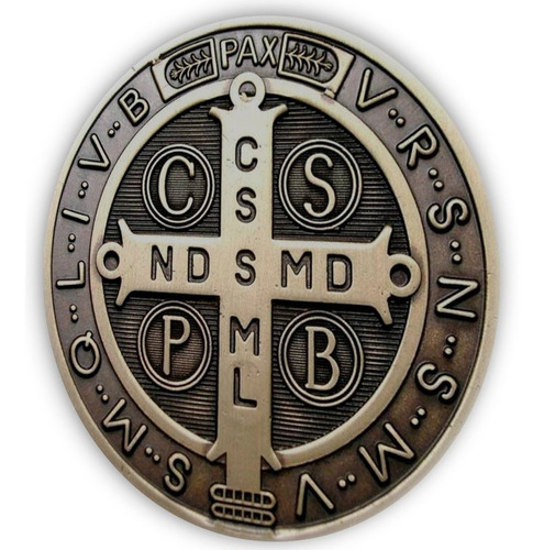 Adesivo Medalha De São Bento Envelhecido Resinado 7 Cm