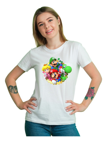 Playera Mario Bros Personajes Juego Nintendo Dama Caballero