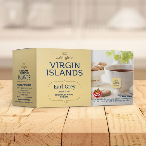 Te Earl Grey Aromatico Virgin Islands X 25 Saquitos Sin Tacc