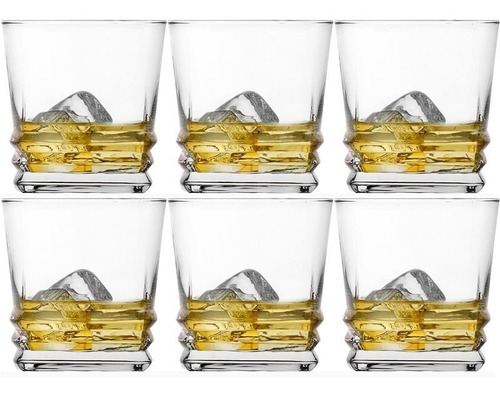 Pack X6 Vasos Para Whisky Elegan 315ml Tragos Bar Vidrio