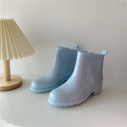 Botas De Lluvia Brillantes De Moda Corta