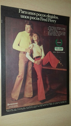 P198 Clipping Publicidad Jeans Pantalon Fred Perry Año 1975