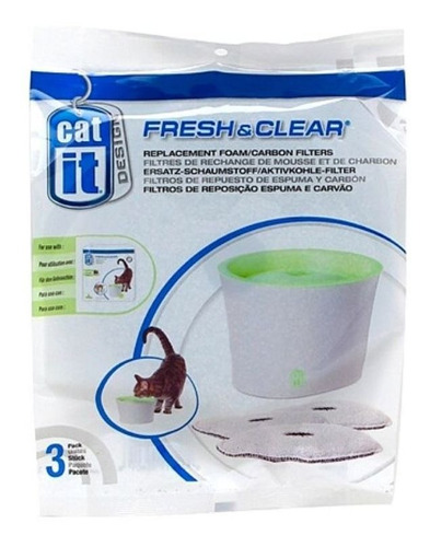 Filtro Bebedero Gato Catit Desing Fresh & Clear Pack 3 Un