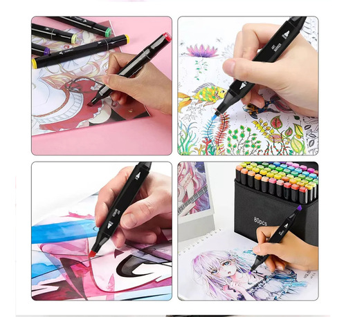 Rotulador De Doble Punta De 80 Colores Para Animación