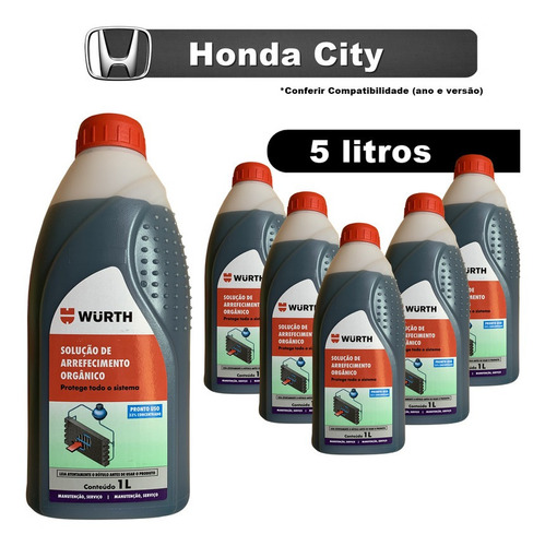 Fluído Aditivo Radiador Verde Azulado Honda City 1.5 - 5 L