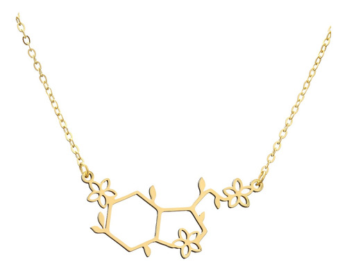 Collar Forma Molecular De Serotonina Plata Enchapada En Oro