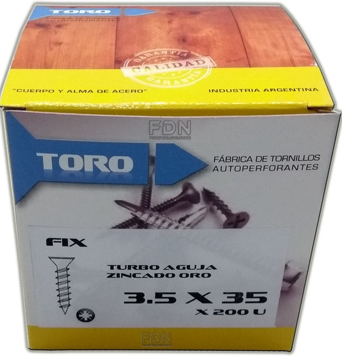 Tornillo Fix 3.5 X 35 - 12 Cajas X 200u - Dorados - Fdn
