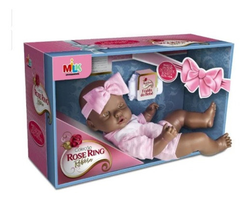 Boneca Bebê Reborn Negra Em Vinil - Coleção Rose Ring - Milk