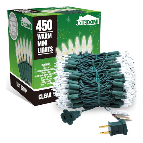 3 Juegos De 150 Luces De Navidad De Alambre Verde Transparen