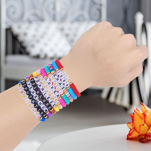 11 Pulseras De Pulseras Con Letras De Colores Pulseras Que