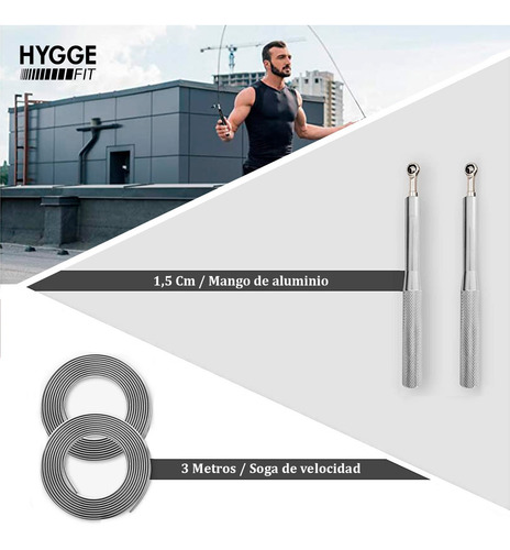Imagen 2 de 10 de Soga Cuerda Saltar Aluminio Speed Rope Con Rulemanes Boxeo