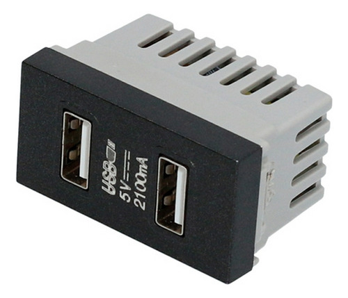 20 Módulos Usb Doble 1/3, Línea Premium, Color Negro Surtek
