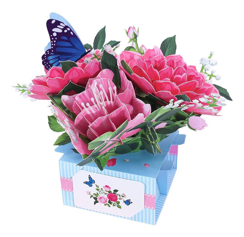 Garden Rose Pop Up Box Card, Ramo De Flores De Papel 3d...