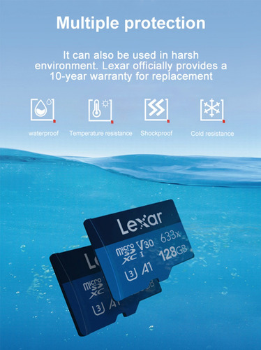 Tarjeta Micro Sd Lexar 128 Gb 100mb/s 633x A1 V30 U3 4k