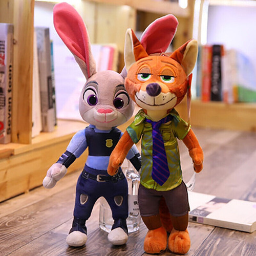 2pcs Zootopia Judy Hopps Nick Wilde Muñeca Peluche Juguete