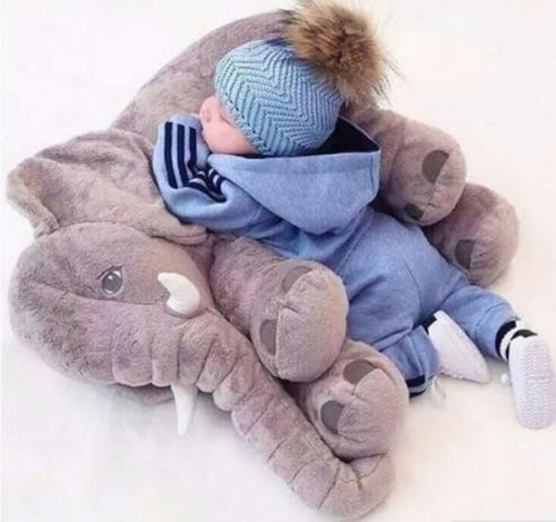 Almofada Elefante Bebê Travesseiro Soft Antialérgico Cinza