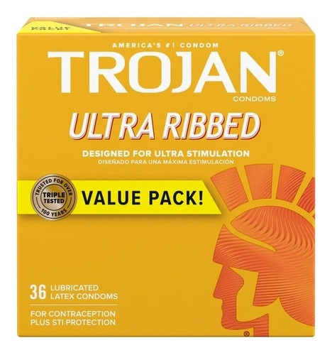Condones Trojan Preservativos Ultra Ribbed Estimulacion 36u