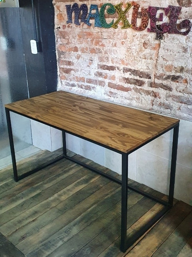 Imagen 2 de 4 de Escritorio Mesa Pc Industrial Madera Maciza 140x60 Office