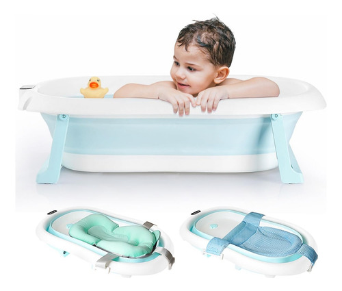 Bañera Tina Plegable Con 2 Cojín Para Bebés Recién Y Nacidos