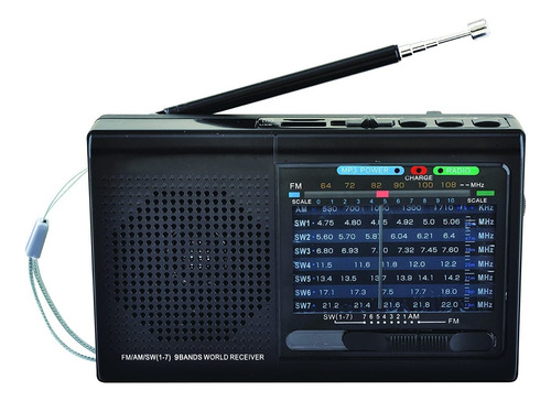 Radio Supersonic De 9 Bandas Con Bluetooth Color Negro