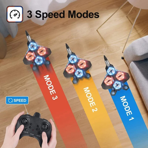 Avión Rc V17 Jet Fighter Stunt Control Remoto Azul 2024 Color