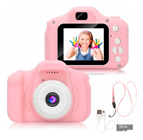 Camara Niños 1080p Fotos Video Juegos Recargable + Sd 32gb