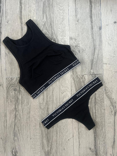 Conjunto Victorias Secret De Algodón Xs/s Negro Xs/s