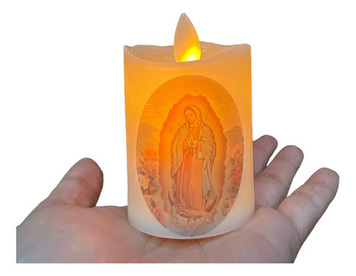 4 Veladoras Led Efecto Flama Virgen Guadalupe San Judas 7cm